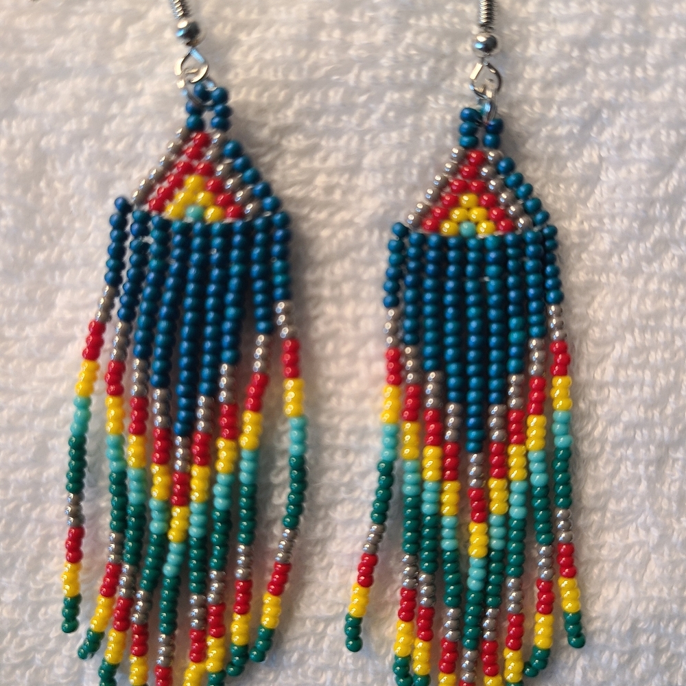 Colorful Beaded Fringe Earrings